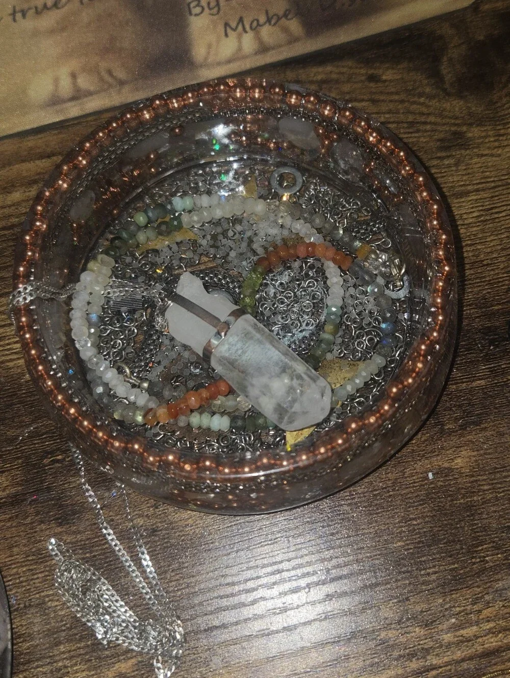 Orgonite Crystal Charging Dish Trinket Tray Copper Quartz & Resin EMF Protection